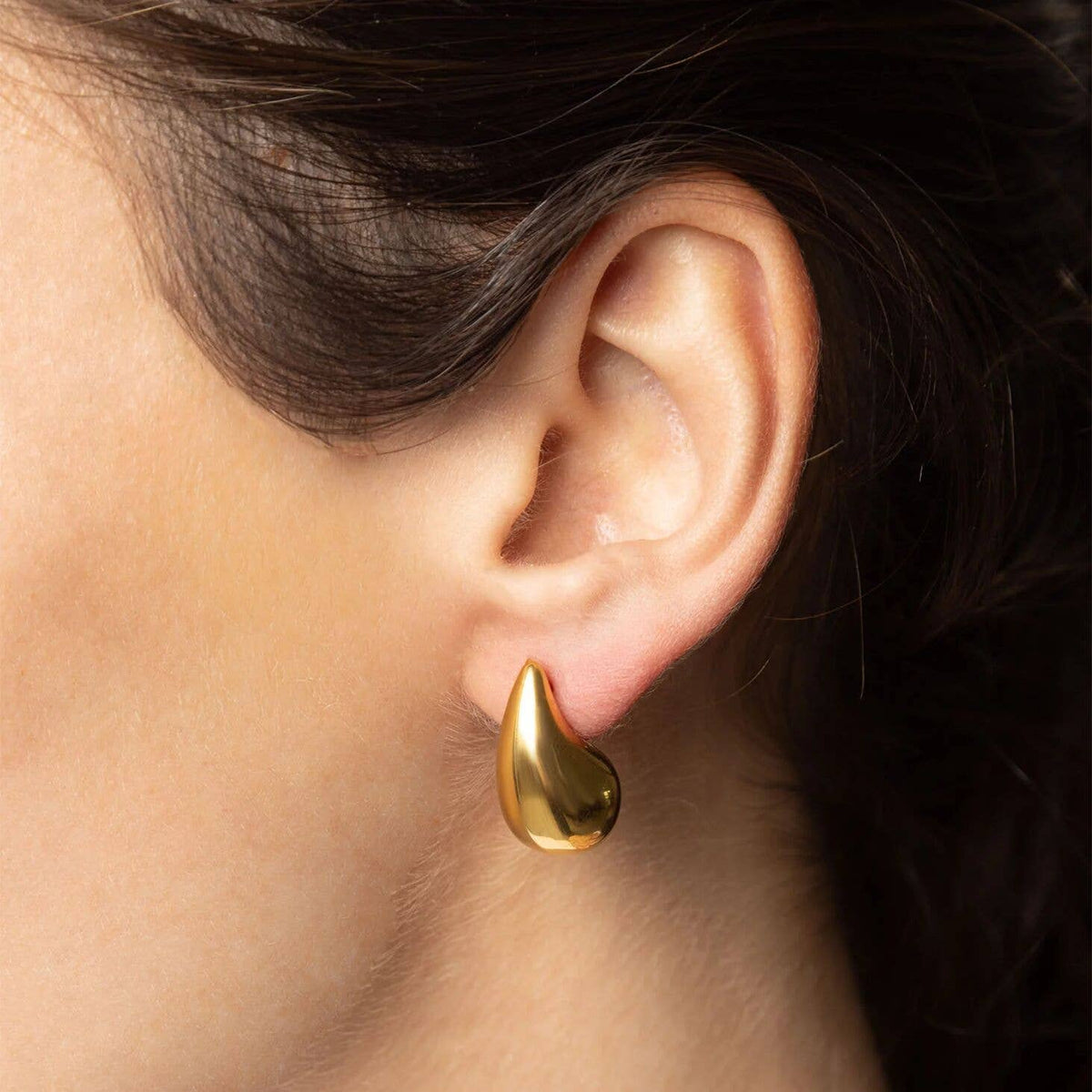 Gold Teardrop Stud Earrings