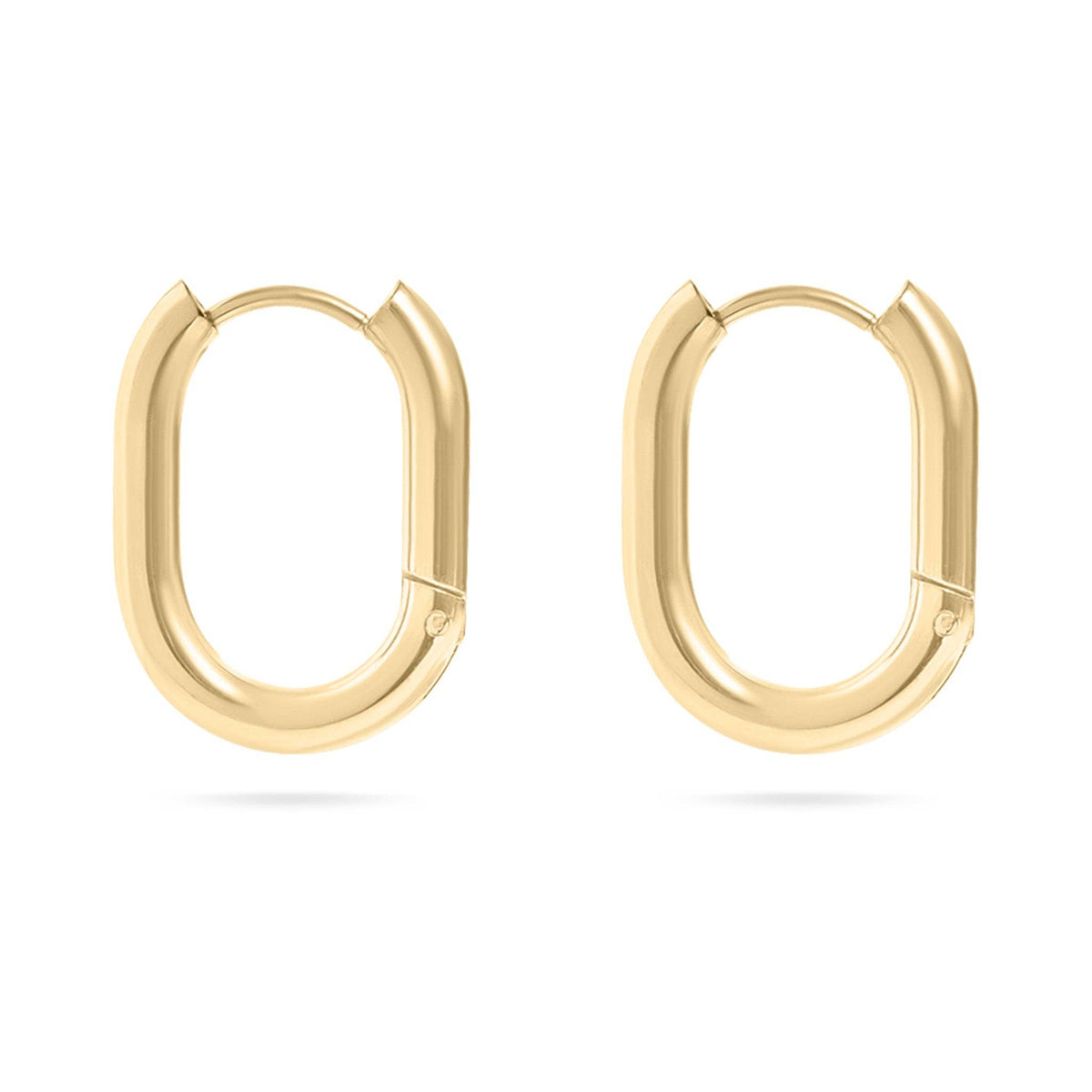 Gold Oval Huggie Earrings