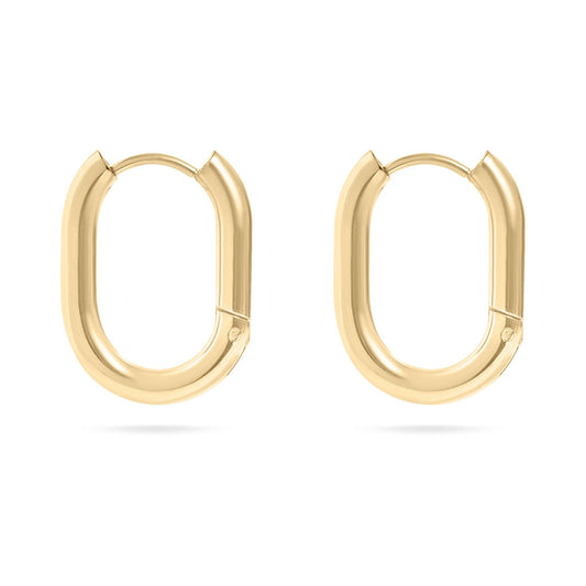 Gold Oval Huggie Earrings